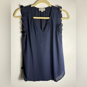 Loft XS tank Navy sleeveless a line tank top dress shirt like new